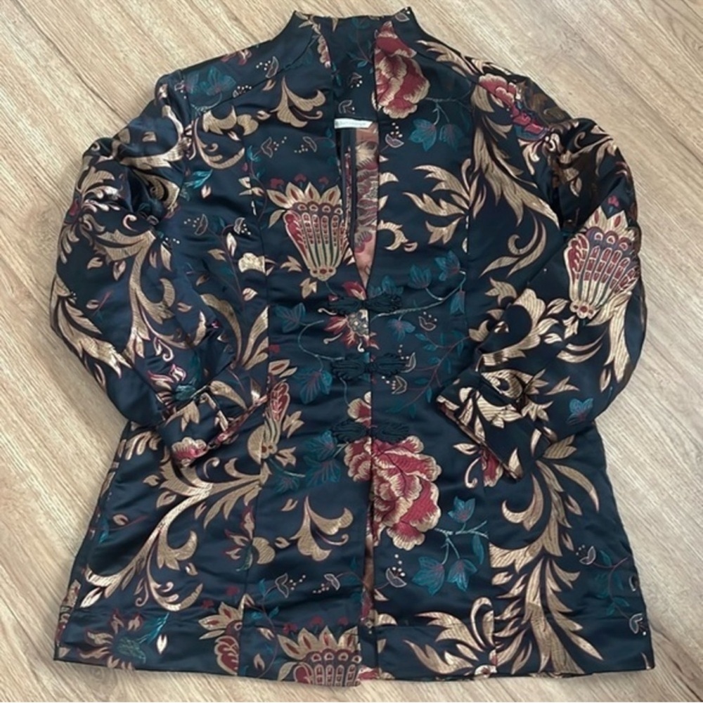 Soft Surroundings Black Floral Blazer Moon Dynasty - Picture 10 of 10